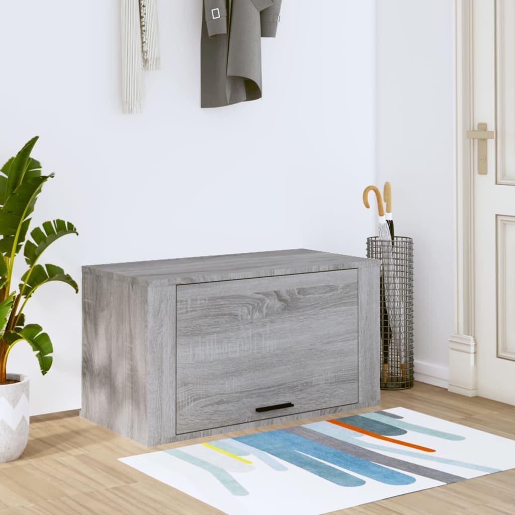 Wand-Schuhschrank Grau Sonoma 70x35x38 cm Massivholz Kiefer