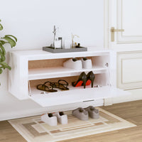 Thumbnail for Wand-Schuhschrank Hochglanz-Weiß 100x35x38 cm Holzwerkstoff