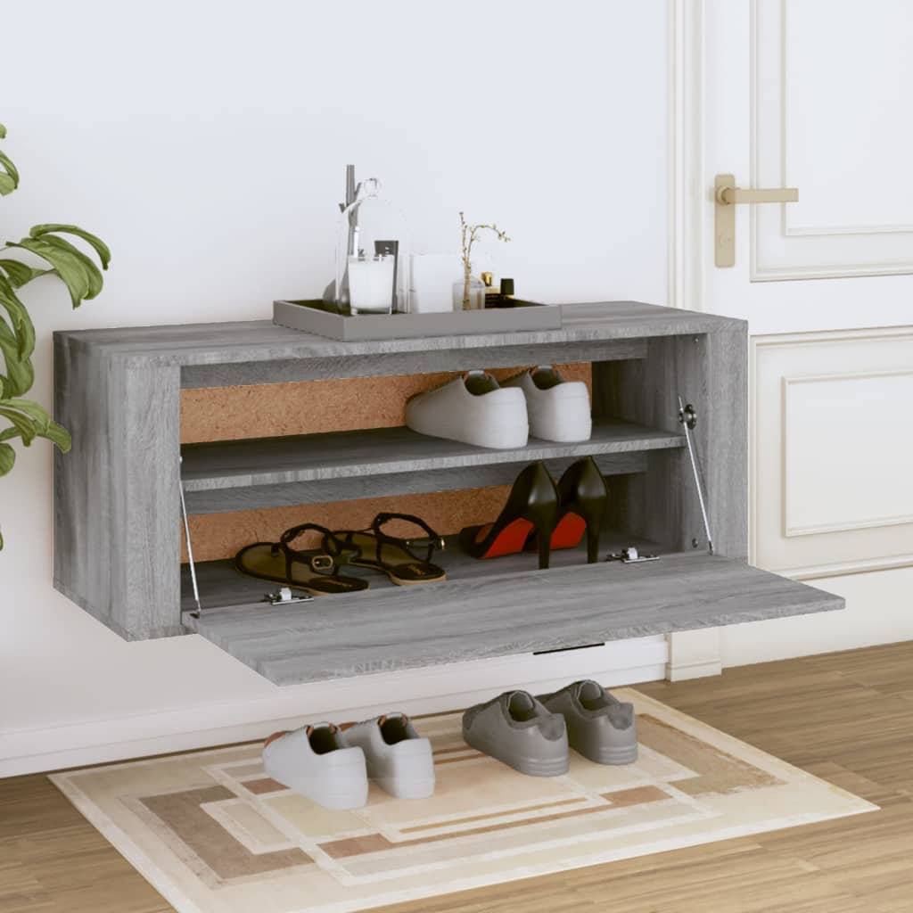 Wand-Schuhschrank Grau Sonoma 100x35x38 cm Holzwerkstoff