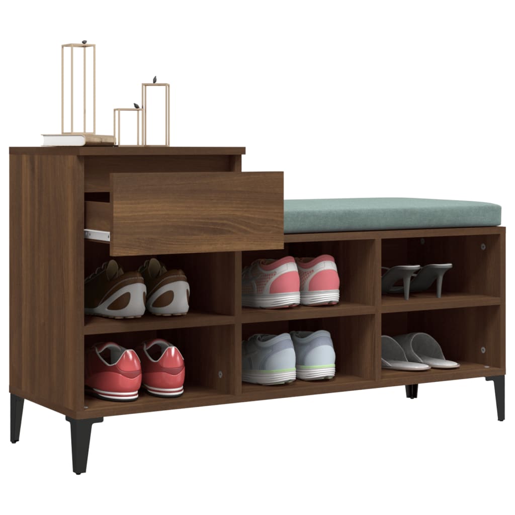 Schuhregal Braun Eichen-Optik 102x36x60 cm Holzwerkstoff