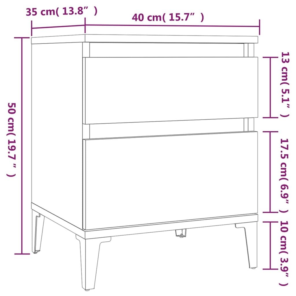 Nachttisch Braun Eichen-Optik 40x35x50 cm