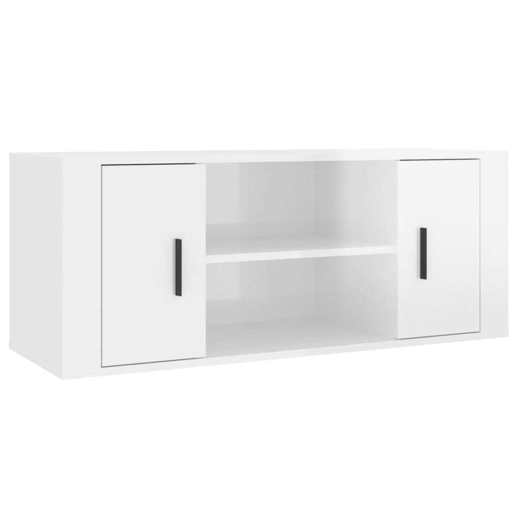 TV-Schrank Hochglanz-Weiß 100x35x40 cm Holzwerkstoff