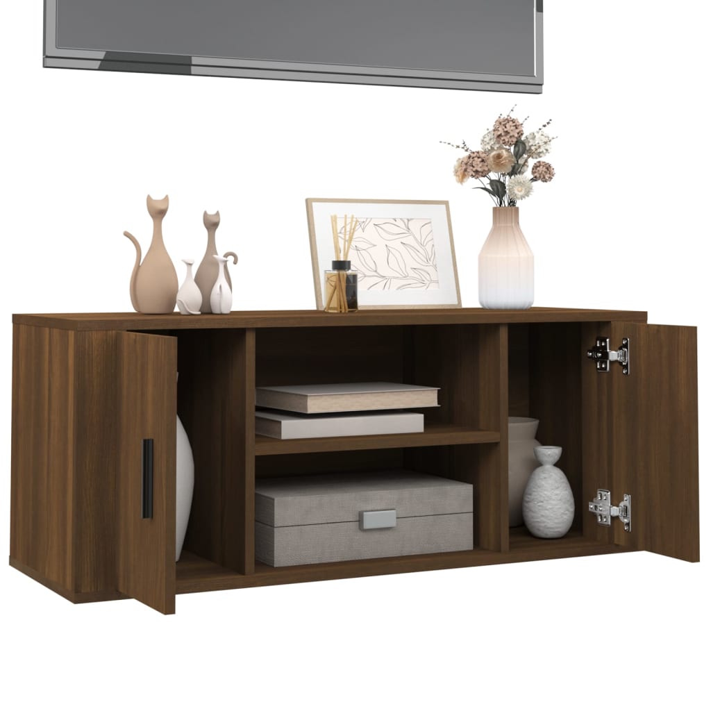 TV-Schrank Braun Eichen-Optik 100x35x40 cm Holzwerkstoff