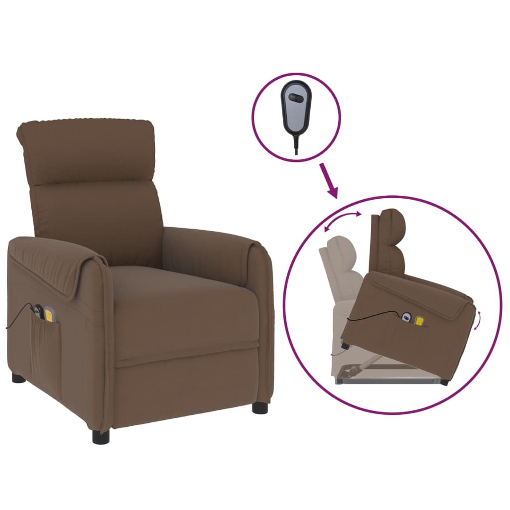 Massagesessel mit Aufstehhilfe Braun Stoff