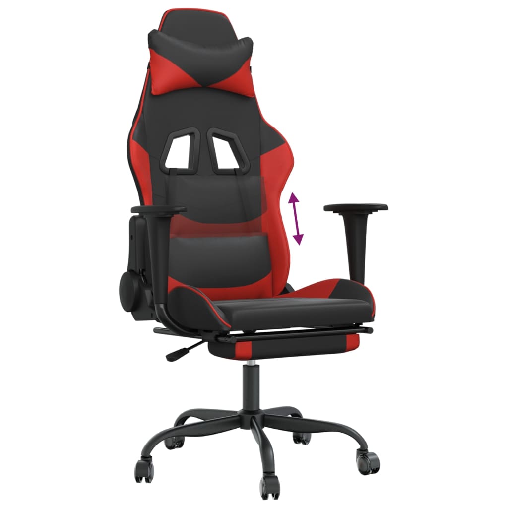 Gaming-Stuhl mit Fußstütze Schwarz und Rot Kunstleder