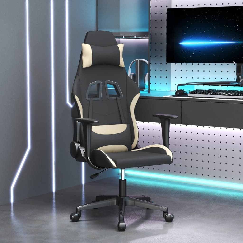 Gaming-Stuhl Schwarz und Creme Stoff