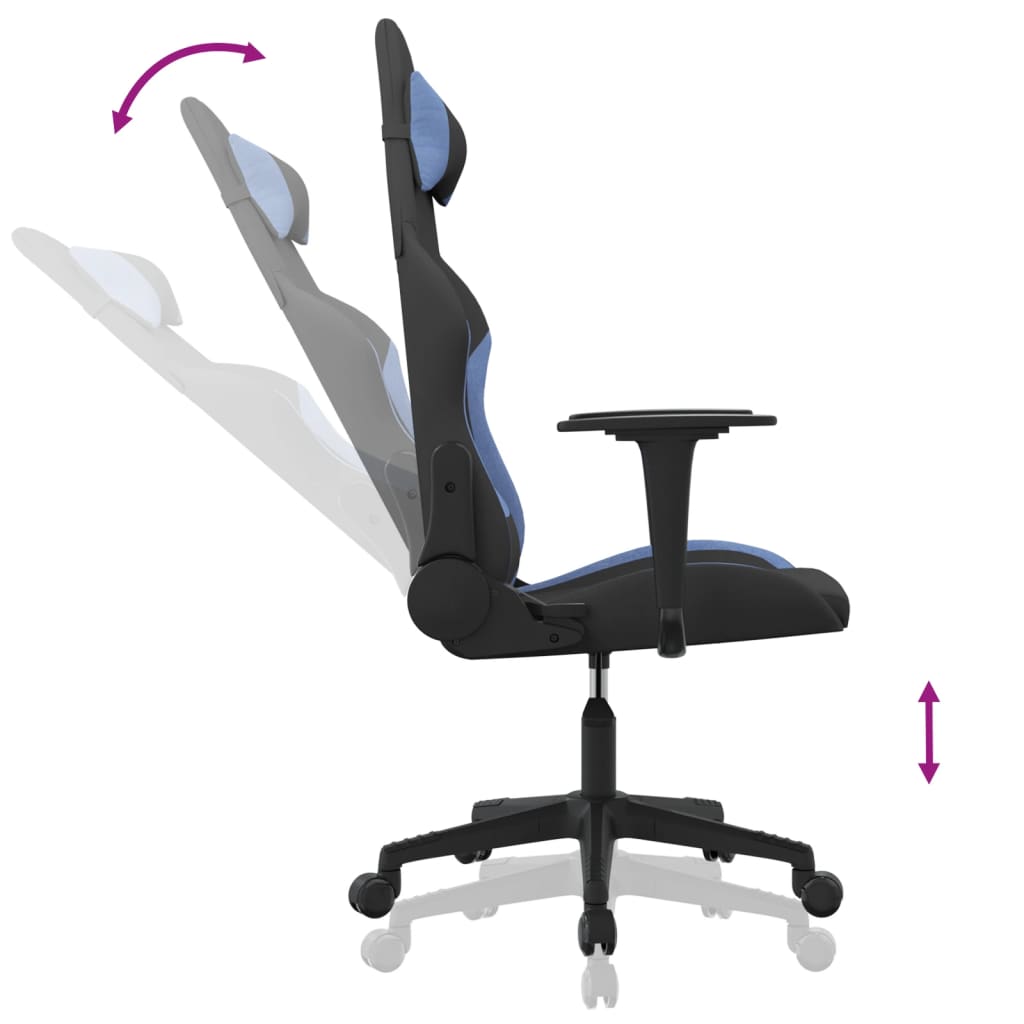 Gaming-Stuhl Schwarz und Blau Stoff