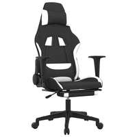 Thumbnail for Gaming-Stuhl mit Fußstütze Schwarz und Weiß Stoff