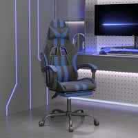 Thumbnail for Gaming-Stuhl mit Fußstütze Schwarz und Blau Kunstleder
