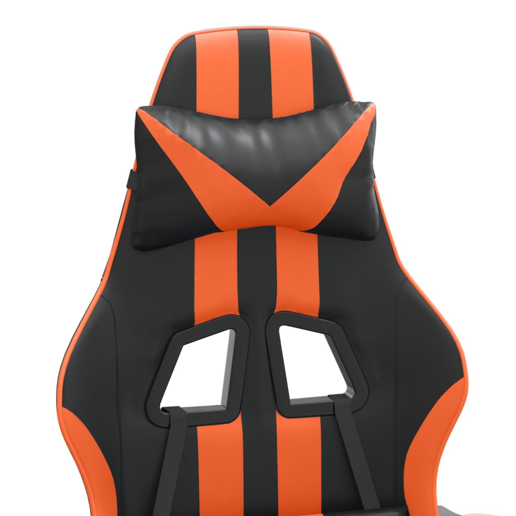 Gaming-Stuhl mit Fußstütze Schwarz und Orange Kunstleder