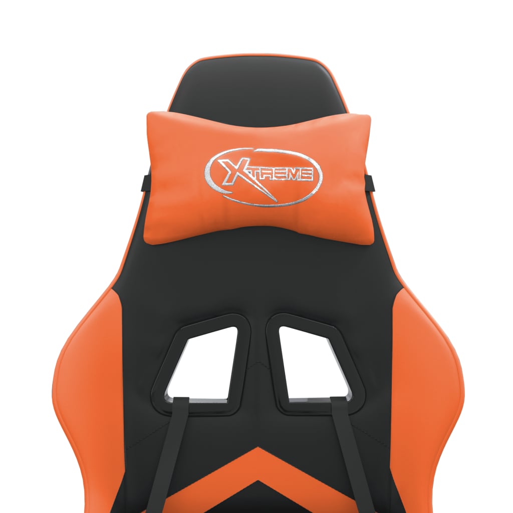 Gaming-Stuhl mit Fußstütze Schwarz und Orange Kunstleder