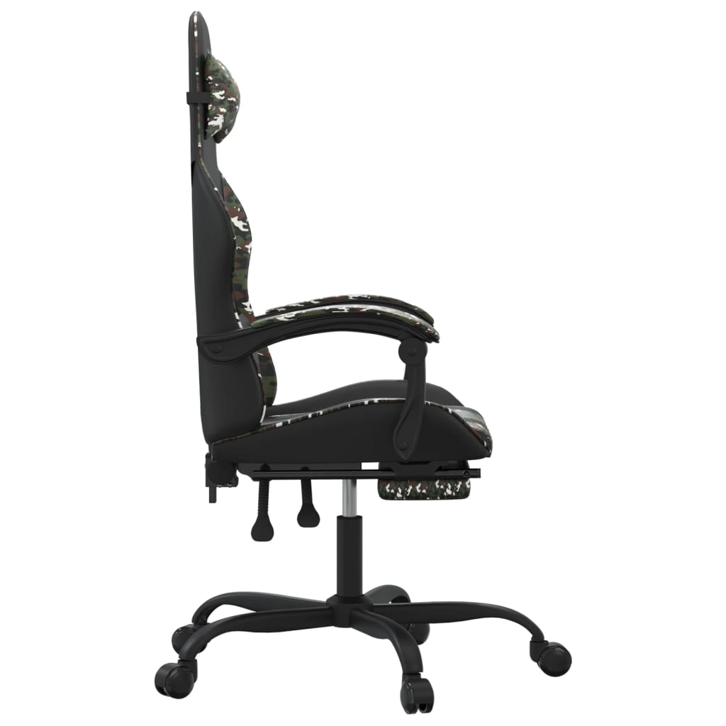 Gaming-Stuhl mit Fußstütze Schwarz und Tarnfarben Kunstleder