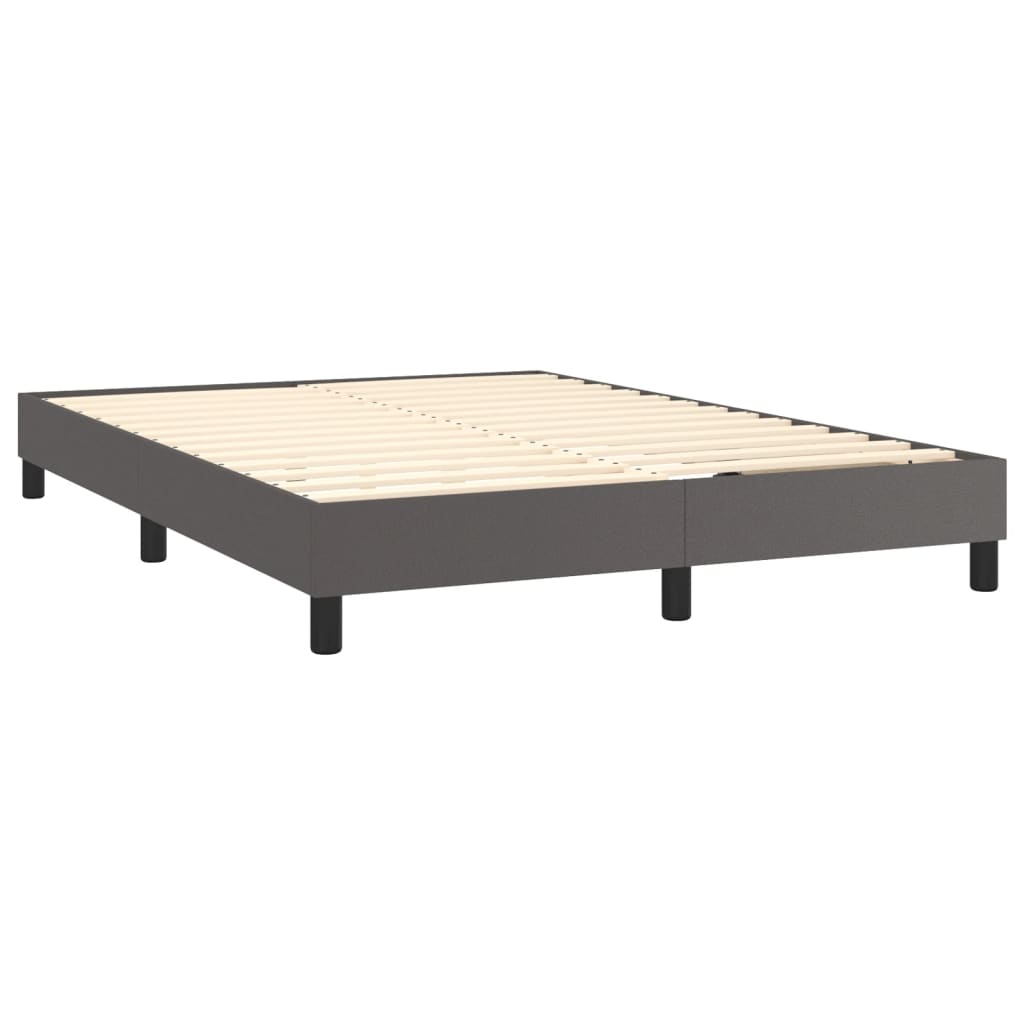 Boxspringbett Grau 140x200 cm Kunstleder