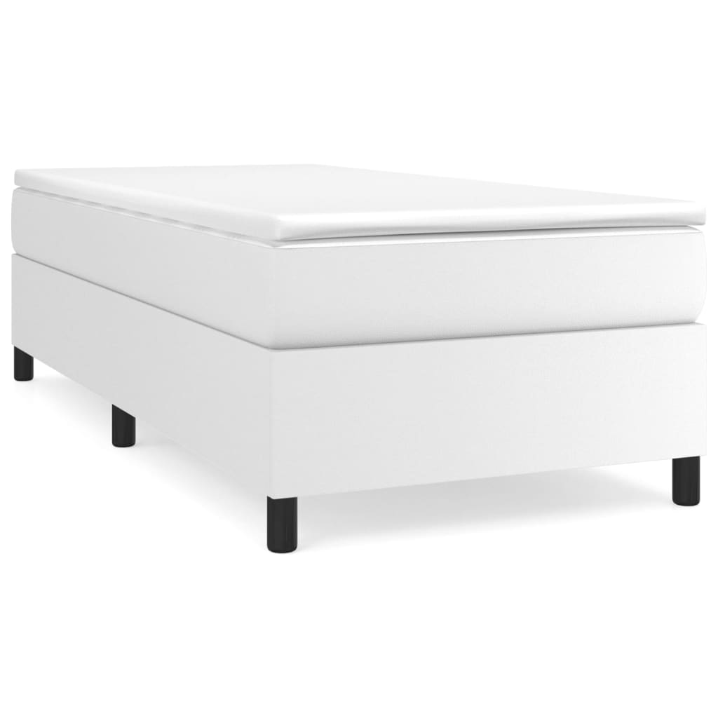 Boxspringbett Weiß 100x200 cm Kunstleder