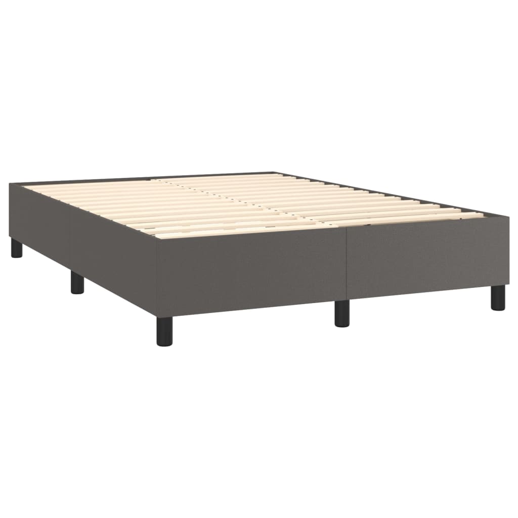 Boxspringbett Grau 140x190 cm Kunstleder