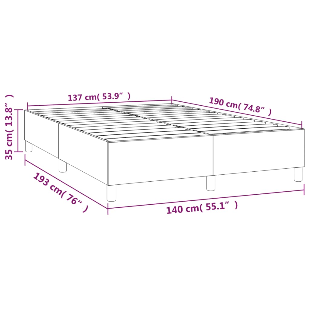 Boxspringbett Grau 140x190 cm Kunstleder