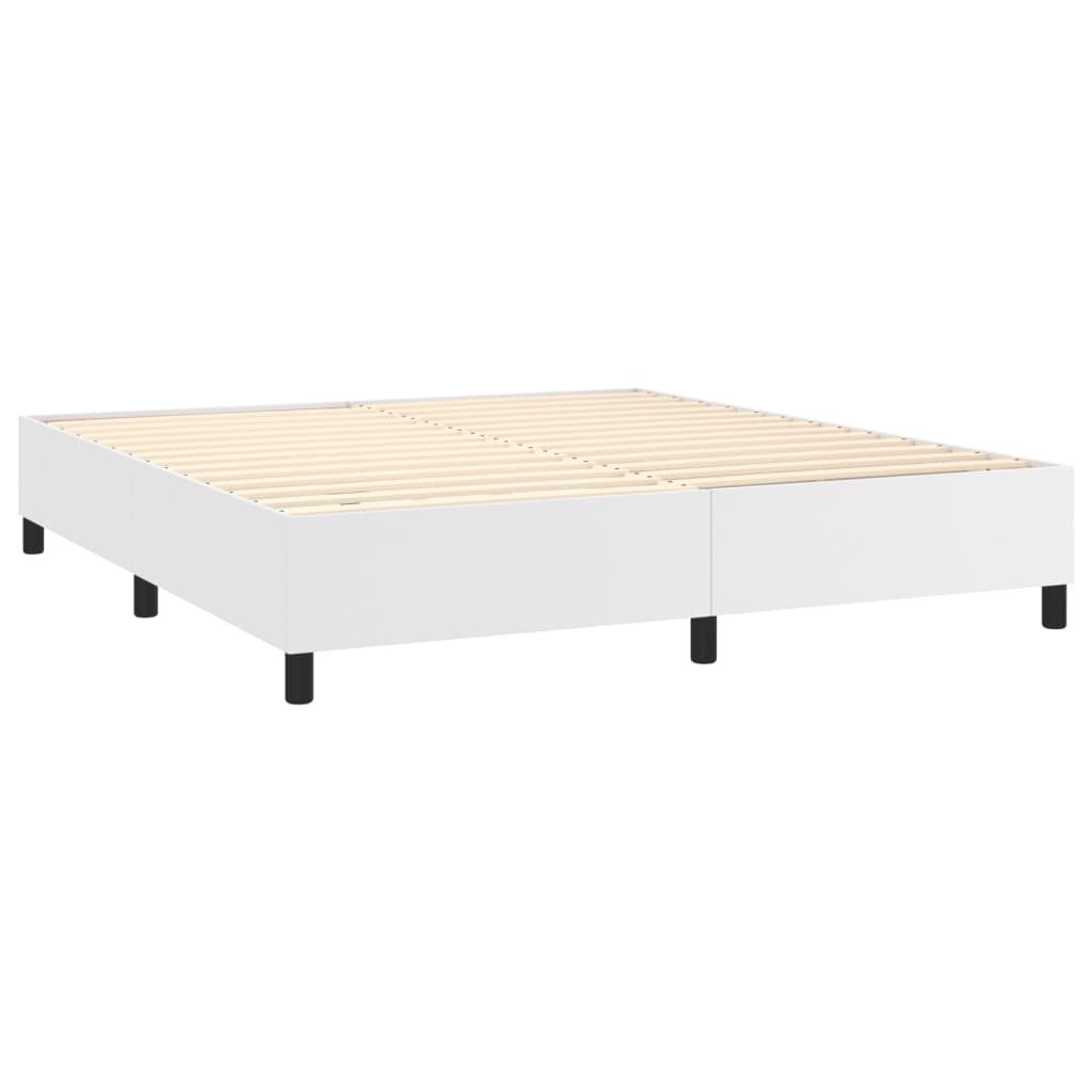 Boxspringbett Weiß 160x200 cm Kunstleder