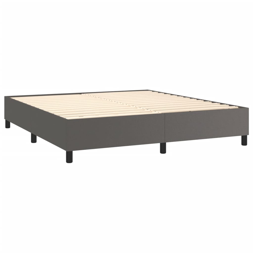 Boxspringbett Grau 180x200 cm Kunstleder