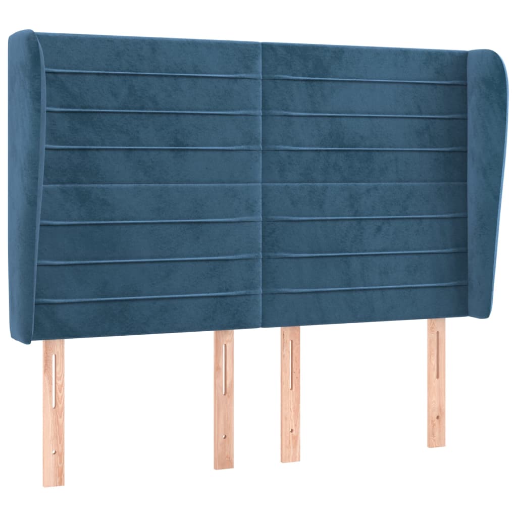 Kopfteil mit Ohren Dunkelblau 147x23x118/128 cm Samt