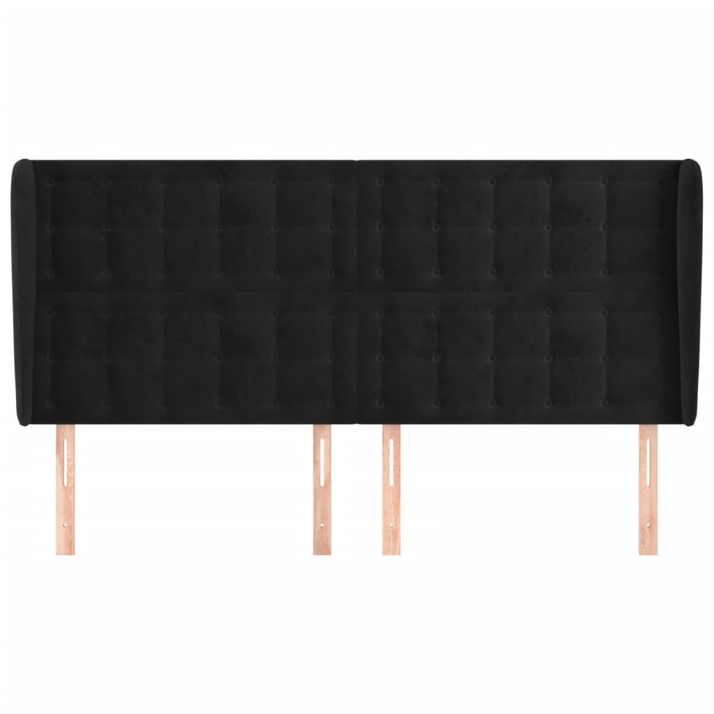 Kopfteil mit Ohren Schwarz 163x23x118/128 cm Samt