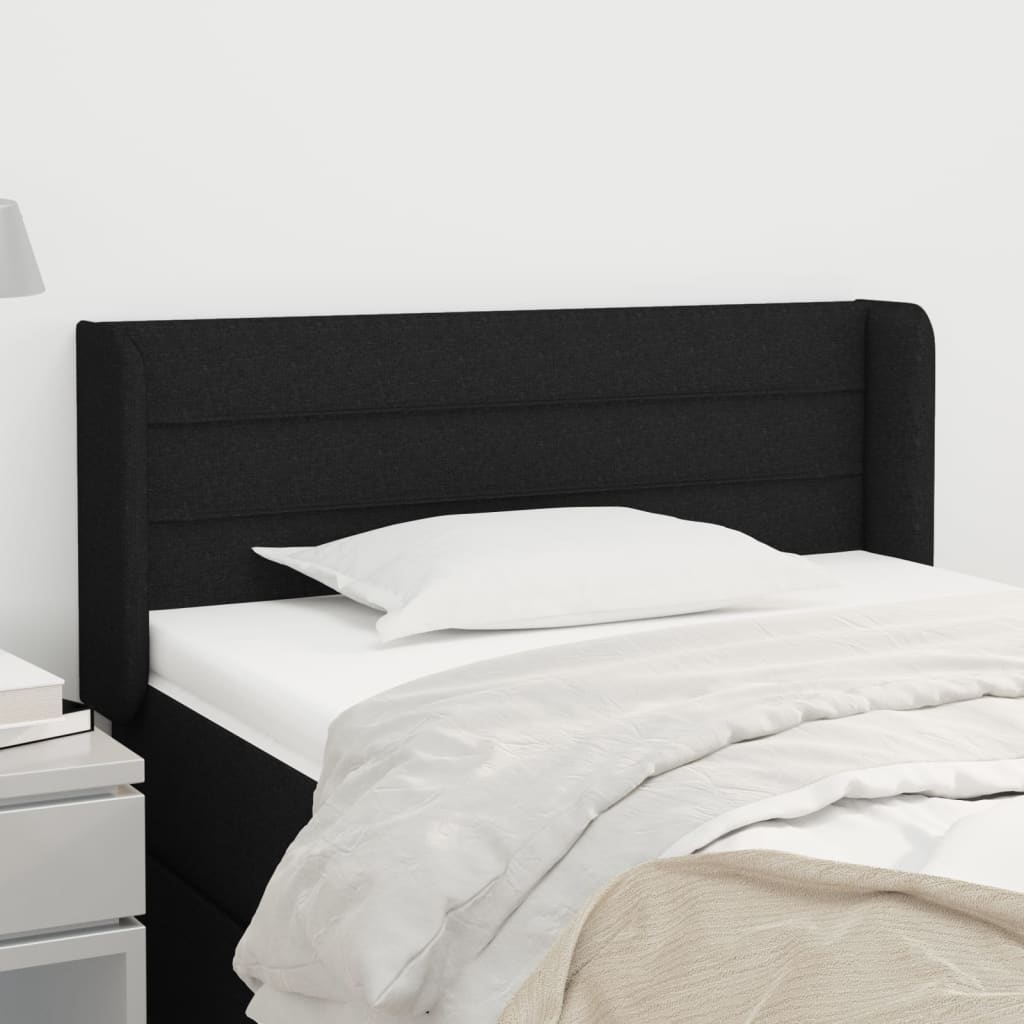 Kopfteil mit Ohren Schwarz 83x16x78/88 cm Stoff
