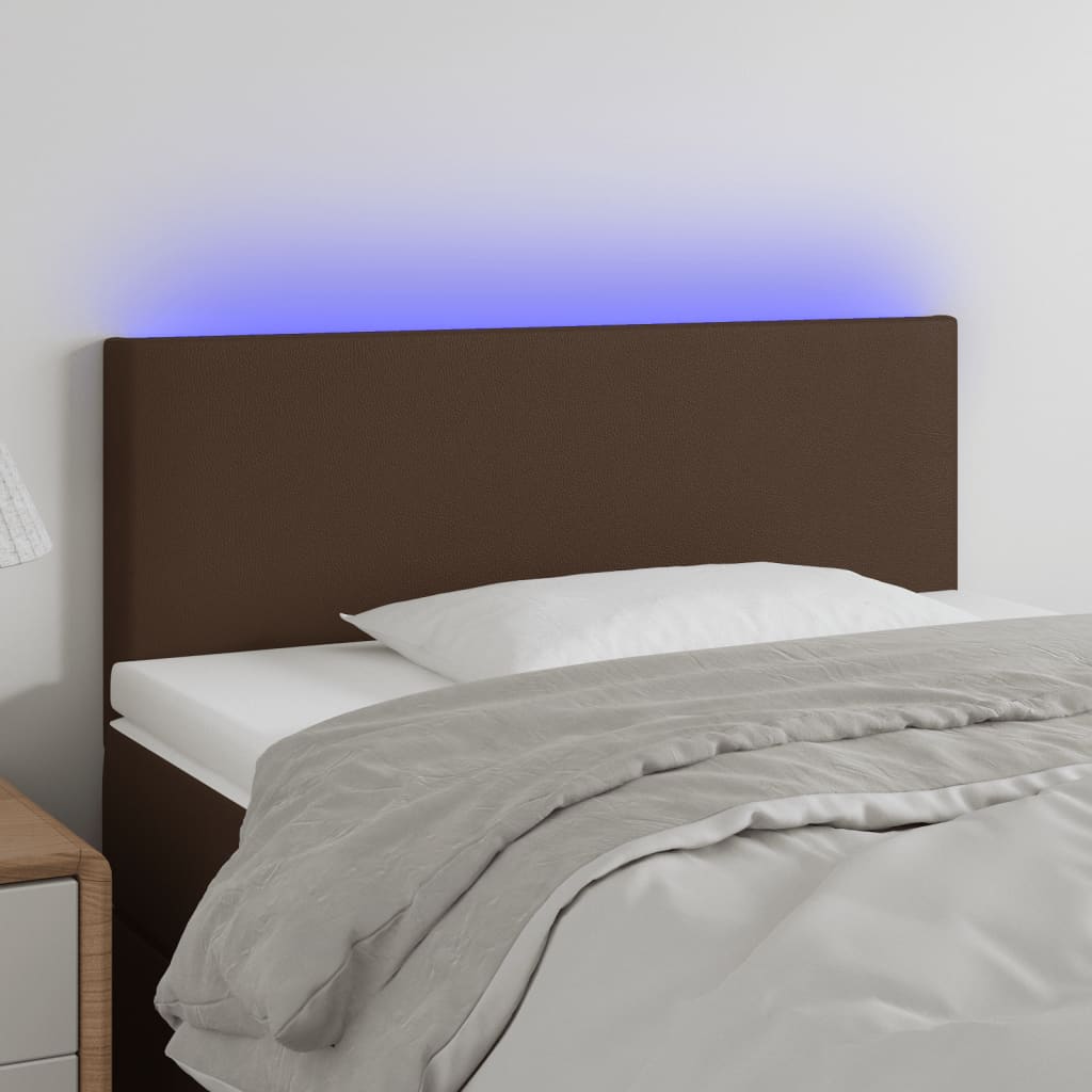 LED Kopfteil Braun 80x5x78/88 cm Kunstleder