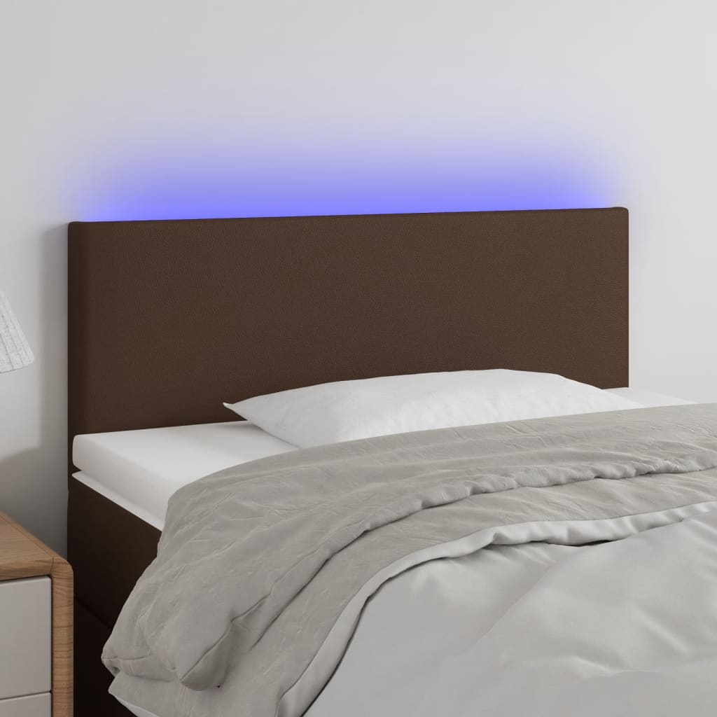 LED Kopfteil Braun 90x5x78/88 cm Kunstleder