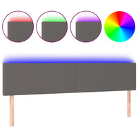 Thumbnail for LED Kopfteil Grau 180x5x78/88 cm Kunstleder