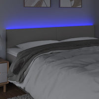 Thumbnail for LED Kopfteil Grau 180x5x78/88 cm Kunstleder