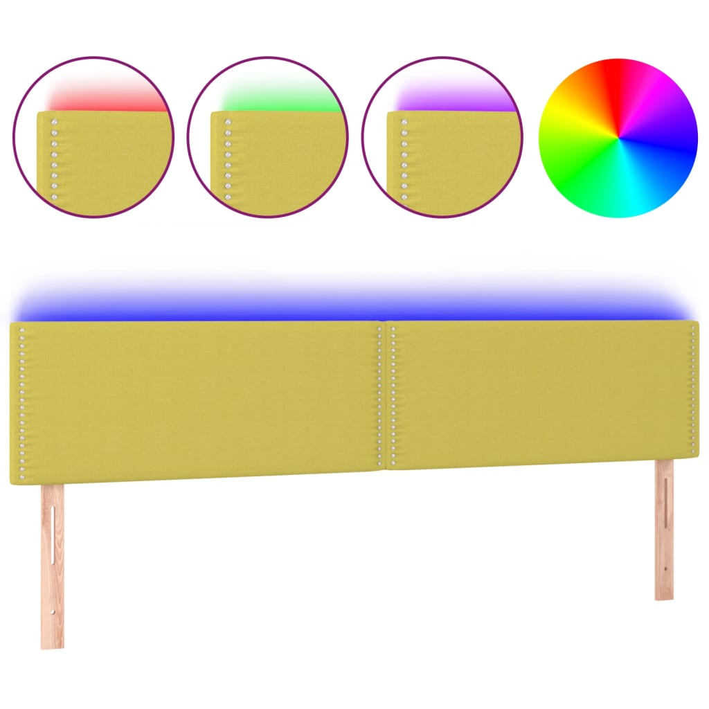 LED Kopfteil Grün 180x5x78/88 cm Stoff