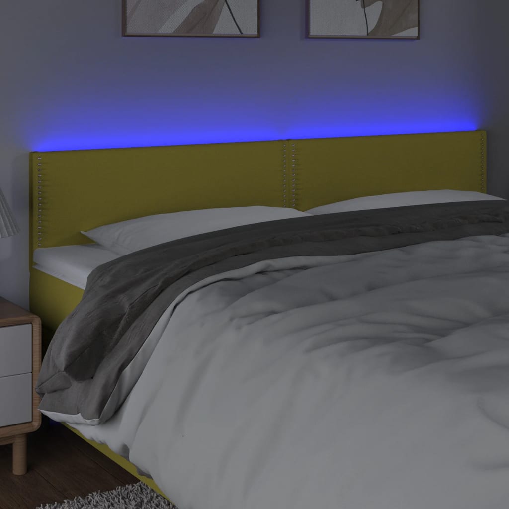LED Kopfteil Grün 180x5x78/88 cm Stoff