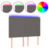 Thumbnail for LED Kopfteil Grau 144x5x118/128 cm Kunstleder