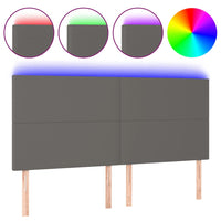 Thumbnail for LED Kopfteil Grau 180x5x118/128 cm Kunstleder