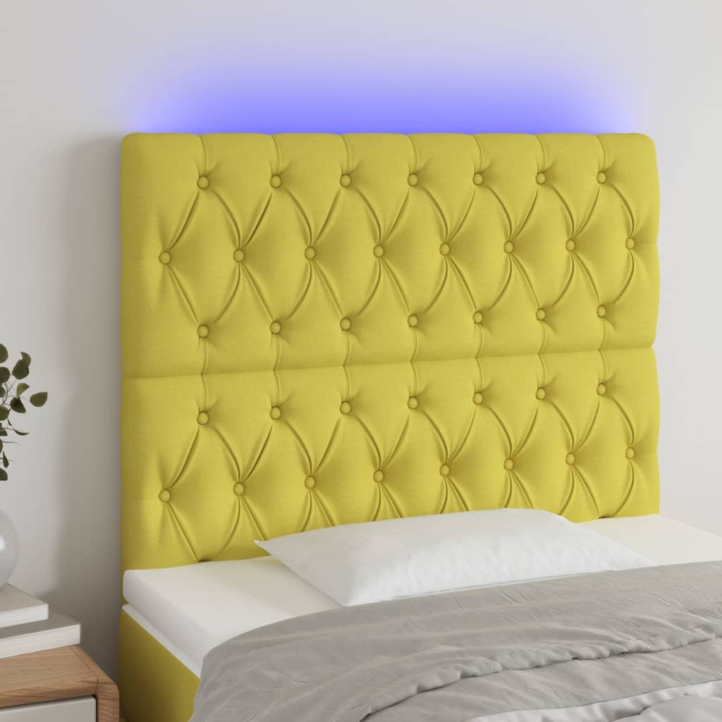 LED Kopfteil Grün 100x7x118/128 cm Stoff