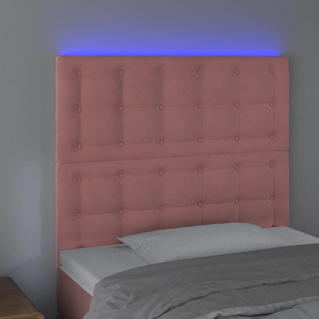 LED Kopfteil Rosa 80x5x118/128 cm Samt
