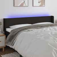Thumbnail for LED Kopfteil Schwarz 203x16x78/88 cm Stoff