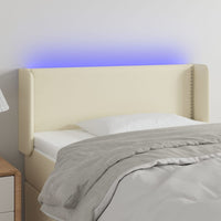 Thumbnail for LED Kopfteil Creme 103x16x78/88 cm Kunstleder