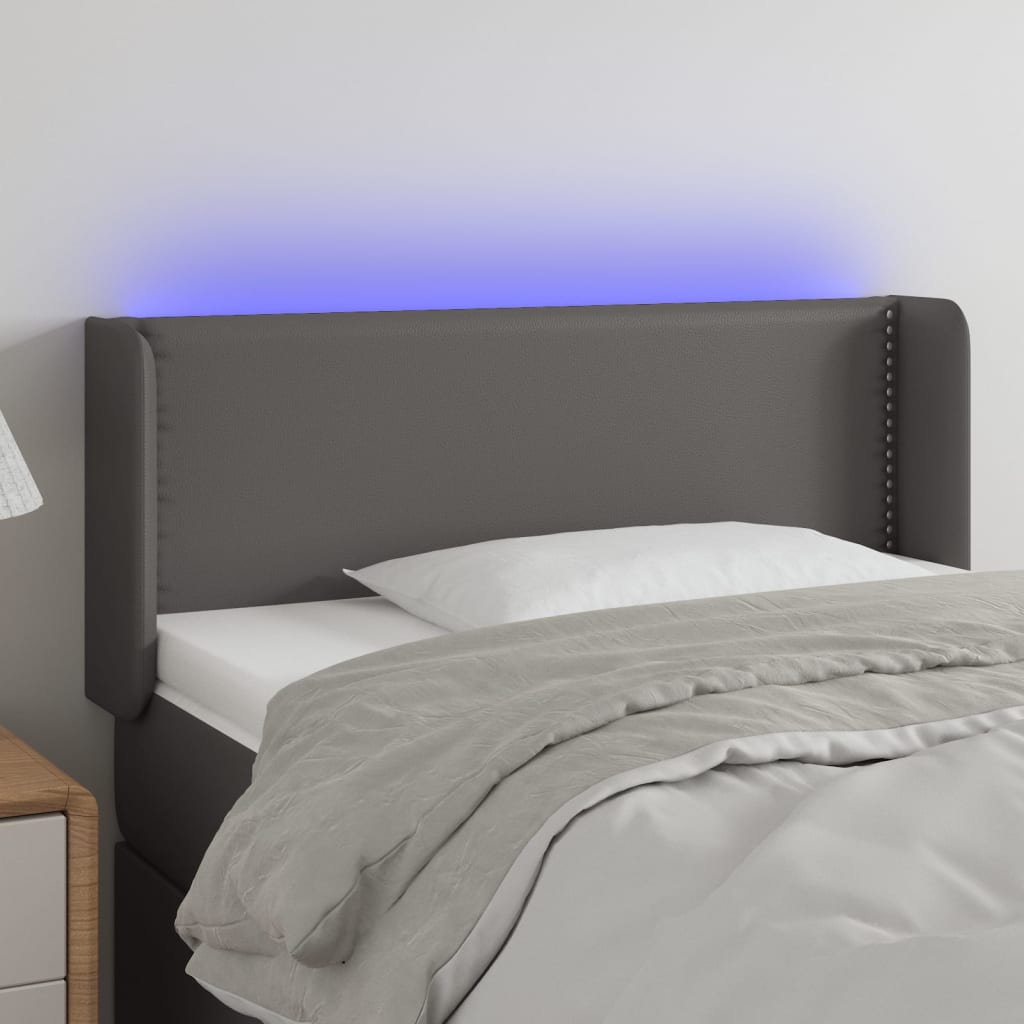 LED Kopfteil Grau 103x16x78/88 cm Kunstleder