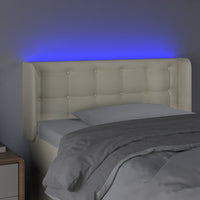 Thumbnail for LED Kopfteil Creme 103x16x78/88 cm Kunstleder