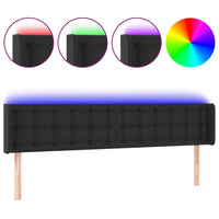 Thumbnail for LED Kopfteil Schwarz 203x16x78/88 cm Kunstleder