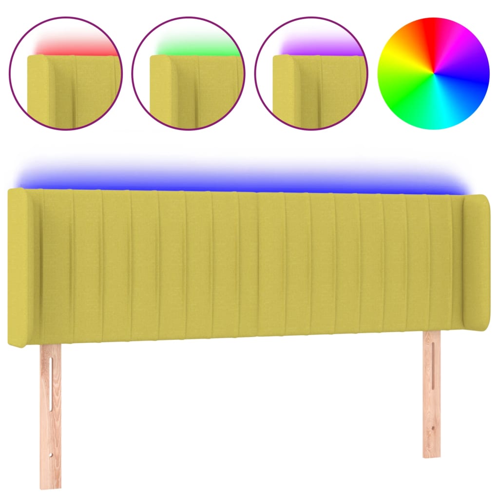 LED Kopfteil Grün 147x16x78/88 cm Stoff