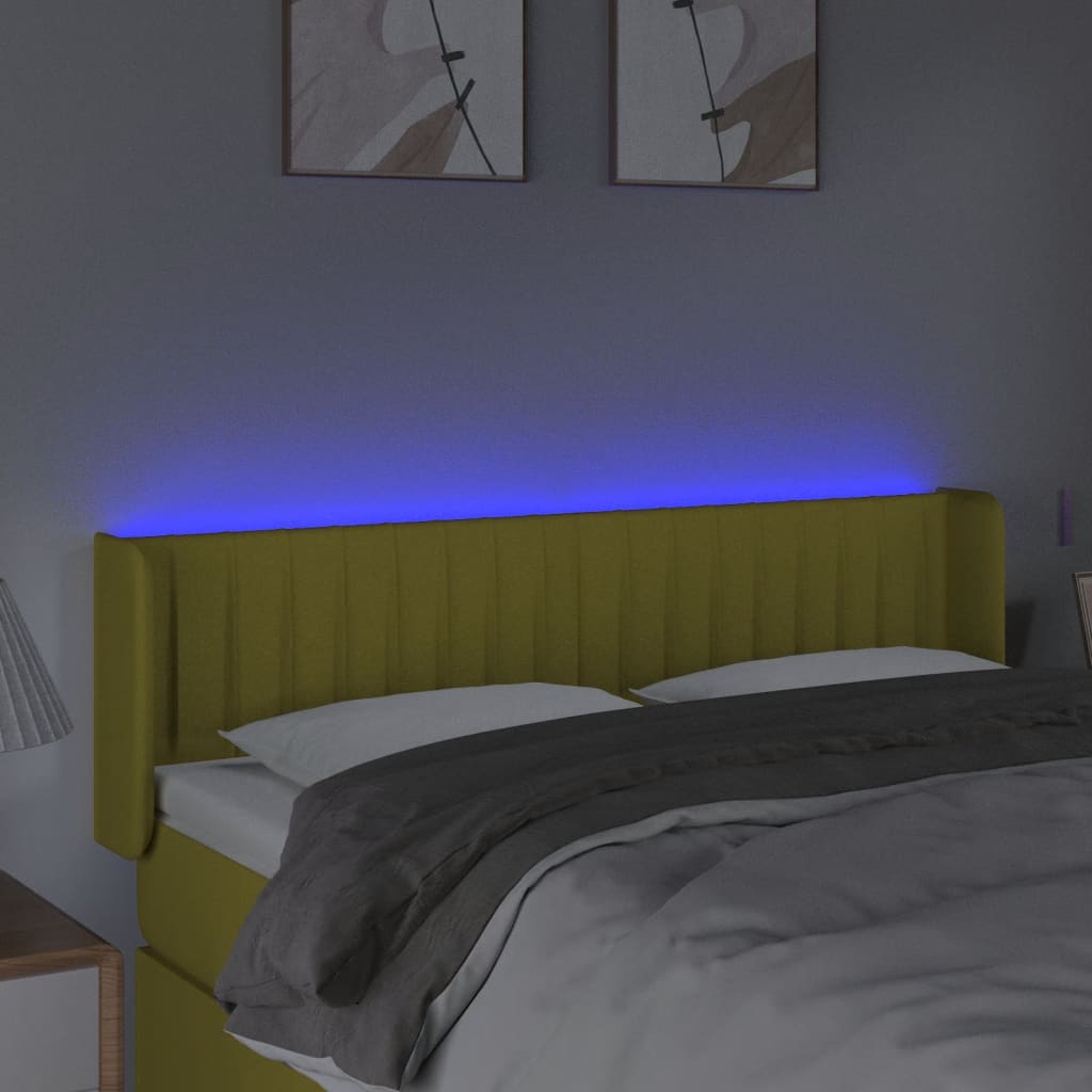 LED Kopfteil Grün 147x16x78/88 cm Stoff