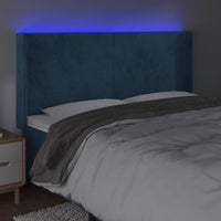 Thumbnail for LED Kopfteil Dunkelblau 163x16x118/128 cm Samt