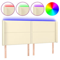 Thumbnail for LED Kopfteil Creme 203x16x118/128 cm Kunstleder
