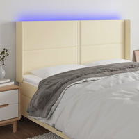 Thumbnail for LED Kopfteil Creme 203x16x118/128 cm Kunstleder
