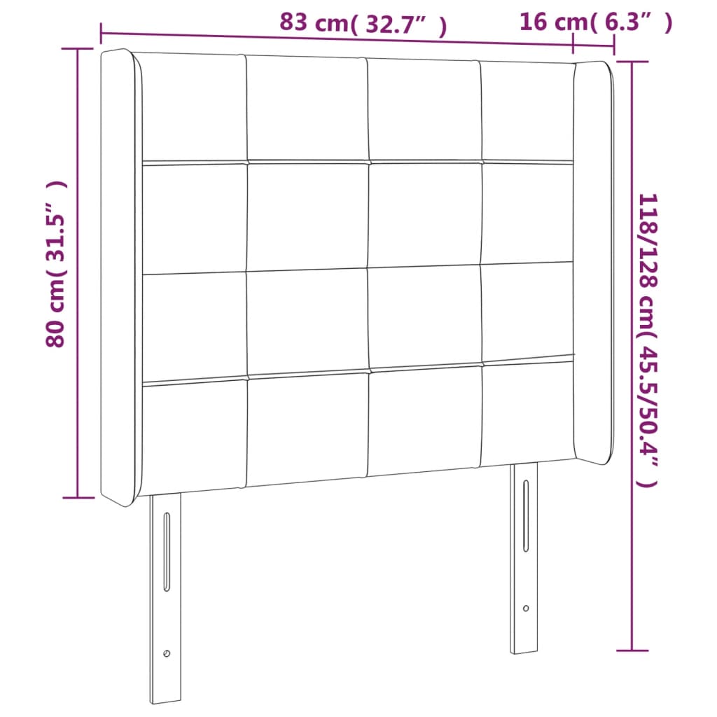 LED Kopfteil Hellgrau 83x16x118/128 cm Stoff