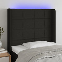 Thumbnail for LED Kopfteil Schwarz 103x16x118/128 cm Stoff