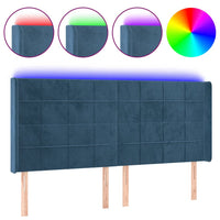 Thumbnail for LED Kopfteil Dunkelblau 203x16x118/128 cm Samt