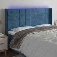 Thumbnail for LED Kopfteil Dunkelblau 203x16x118/128 cm Samt