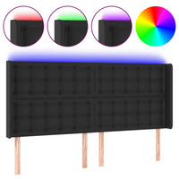 Thumbnail for LED Kopfteil Schwarz 203x16x118/128 cm Kunstleder